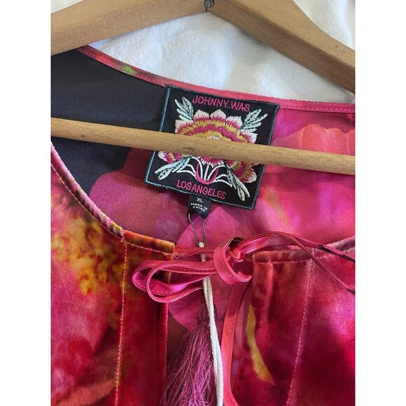 Johnny Was Ruby Bloom Velvet Vesna Silk Blend Mini Shift Dress $350 XL NWT - Picture 5 of 6